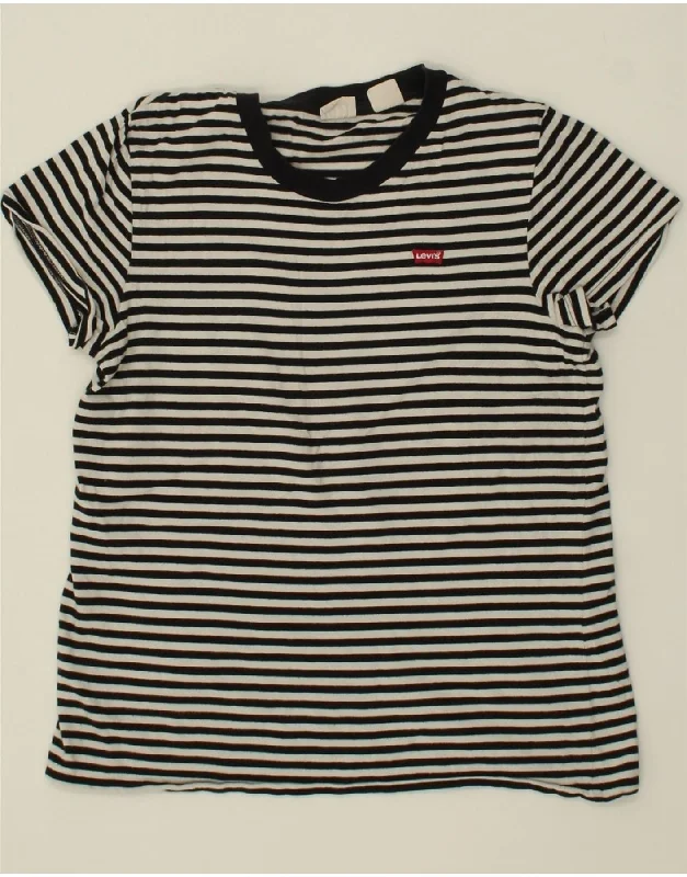 LEVI'S Womens T-Shirt Top UK 10 Small Black Striped Cotton-- Modern Contemporary Chic LEVI'S Womens T-Shirt Top UK 10 Small Black Striped Cotton-- Modern Contemporary Chic