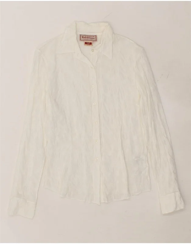 MARLBORO CLASSICS Womens Slim Fit Shirt UK 12 Medium White Floral Cotton-- Polka Dot Checkered Tartan MARLBORO CLASSICS Womens Slim Fit Shirt UK 12 Medium White Floral Cotton-- Polka Dot Checkered Tartan