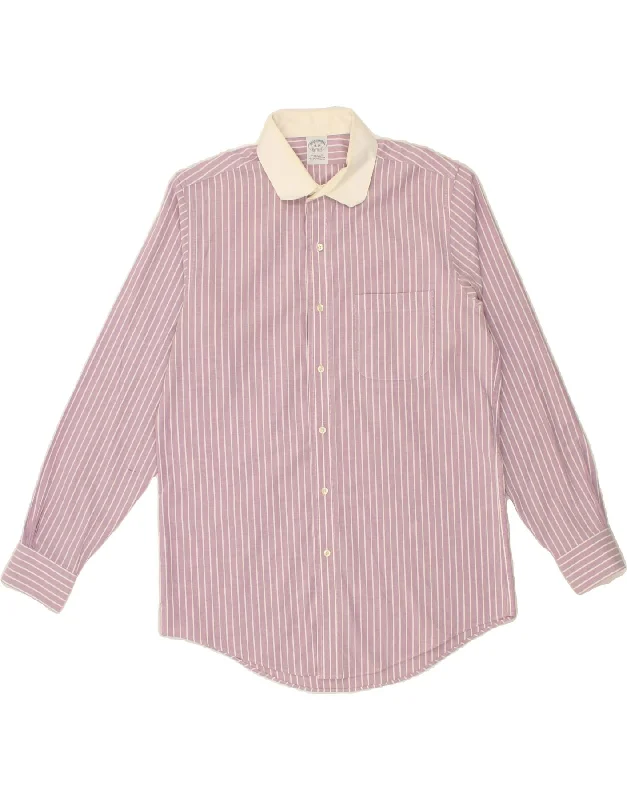 BROOKS BROTHERS Mens Extra Slim Fit Shirt Size 16 Large Purple Striped-- Silk Blend Satin Velvet BROOKS BROTHERS Mens Extra Slim Fit Shirt Size 16 Large Purple Striped-- Silk Blend Satin Velvet