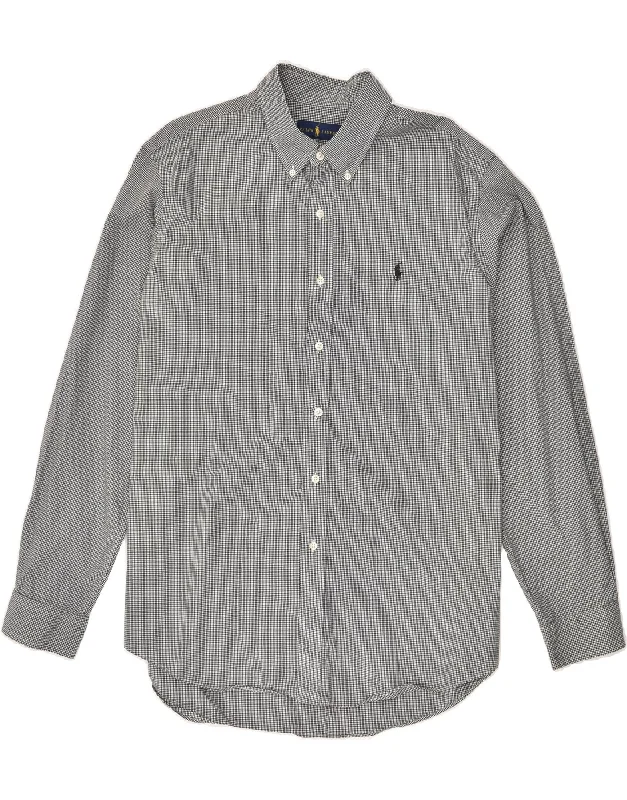 RALPH LAUREN Mens Shirt XL Black Check Cotton-- Welt Pockets Slit Pockets