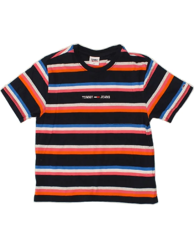 TOMMY HILFIGER Womens T-Shirt Top UK 2 2XS Multicoloured Striped Cotton-- Chenille Blend Fleece Blend Nylon Blend TOMMY HILFIGER Womens T-Shirt Top UK 2 2XS Multicoloured Striped Cotton-- Chenille Blend Fleece Blend Nylon Blend