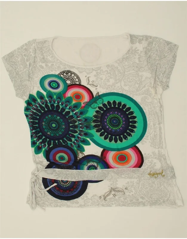 DESIGUAL Womens Graphic T-Shirt Top UK 18 XL White Paisley-- Thin T-Shirt Open Front Quick Dry DESIGUAL Womens Graphic T-Shirt Top UK 18 XL White Paisley-- Thin T-Shirt Open Front Quick Dry
