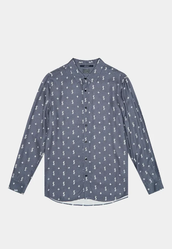 Ksubi Dollagram Downtown Ls Shirt Black-- Solid Print Embellished