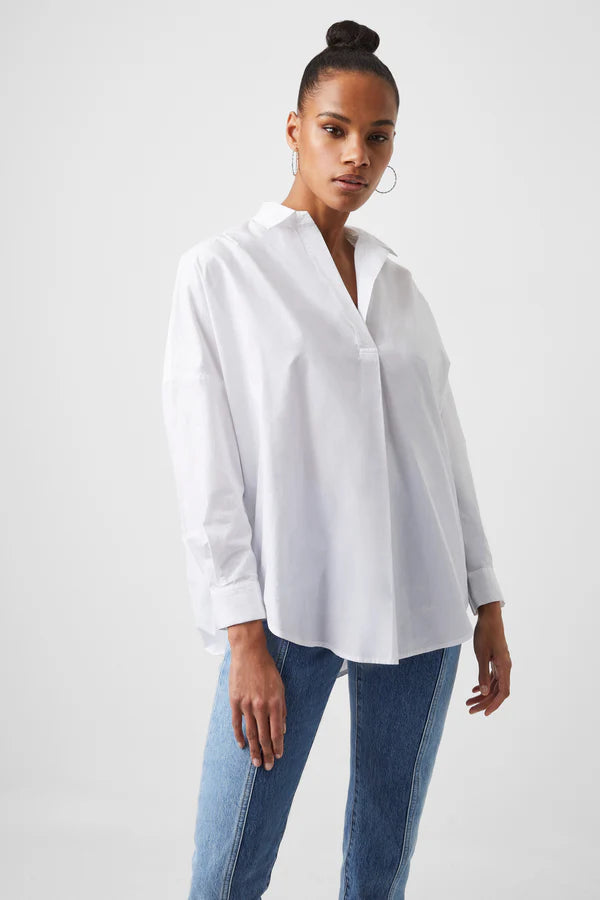 French Connection Rhodes Popover Shirt-Linen White-72MZB-- Knit Fabric Woven Fabric Fleece Fabric French Connection Rhodes Popover Shirt-Linen White-72MZB-- Knit Fabric Woven Fabric Fleece Fabric