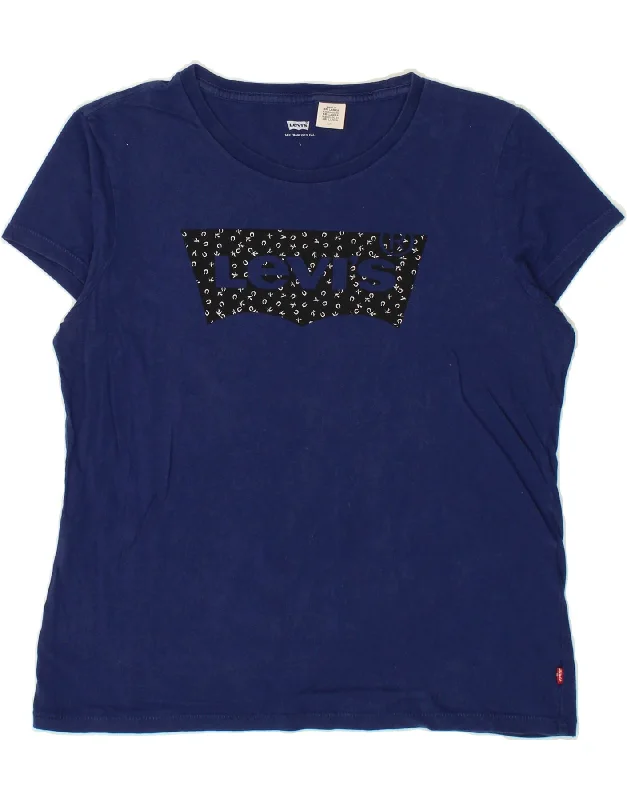 LEVI'S Womens Graphic T-Shirt Top UK 14 Large Navy Blue-- Handmade Hand-knitted Hand-woven LEVI'S Womens Graphic T-Shirt Top UK 14 Large Navy Blue-- Handmade Hand-knitted Hand-woven
