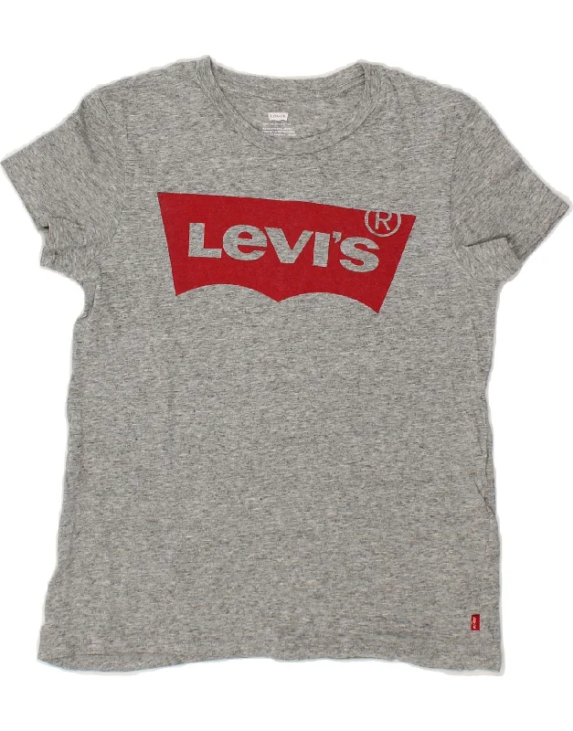 LEVI'S Womens Graphic T-Shirt Top UK 10 Small Grey Flecked Cotton-- Denim Fabric Leather Fabric Suede Fabric LEVI'S Womens Graphic T-Shirt Top UK 10 Small Grey Flecked Cotton-- Denim Fabric Leather Fabric Suede Fabric