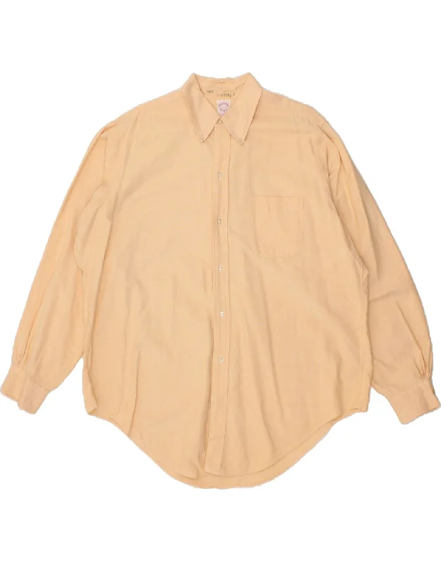 BROOKS BROTHERS Mens Shirt Size 17 1/2 XL Beige-- Mesh Blend Leather Blend Suede Blend BROOKS BROTHERS Mens Shirt Size 17 1/2 XL Beige-- Mesh Blend Leather Blend Suede Blend