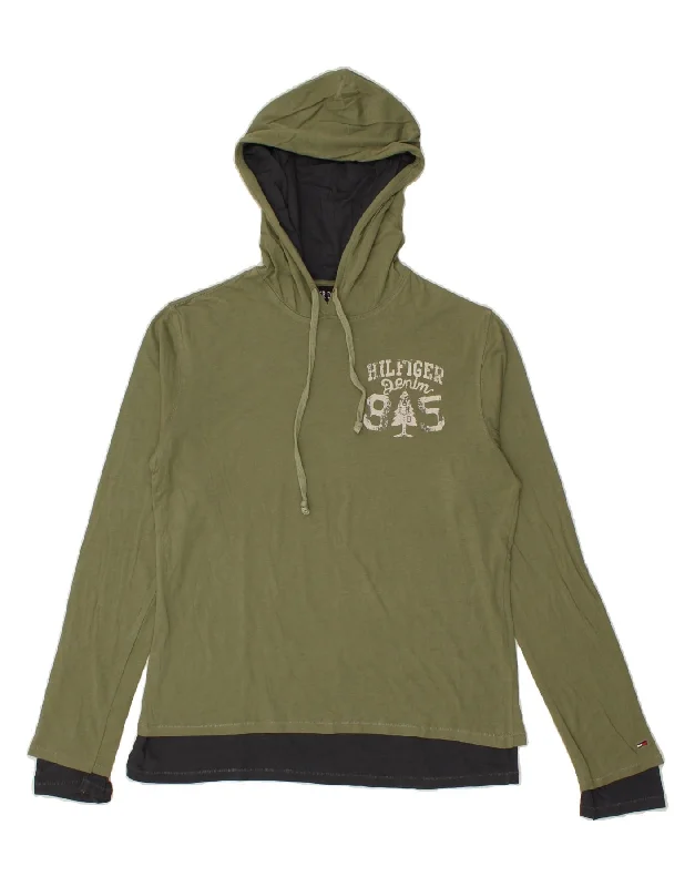TOMMY HILFIGER Mens Hooded Graphic T-Shirt Top Medium Khaki Colourblock-- Plaid T-Shirt Polka Dot Checkered TOMMY HILFIGER Mens Hooded Graphic T-Shirt Top Medium Khaki Colourblock-- Plaid T-Shirt Polka Dot Checkered