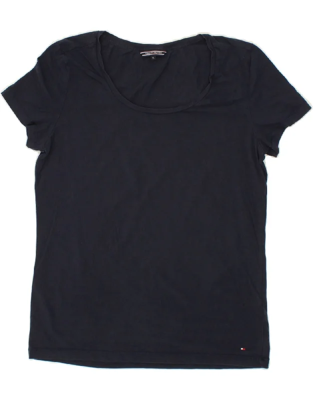 TOMMY HILFIGER Womens T-Shirt Top UK 18 XL Navy Blue Cotton-- Hooded Caped Shawl Collar TOMMY HILFIGER Womens T-Shirt Top UK 18 XL Navy Blue Cotton-- Hooded Caped Shawl Collar