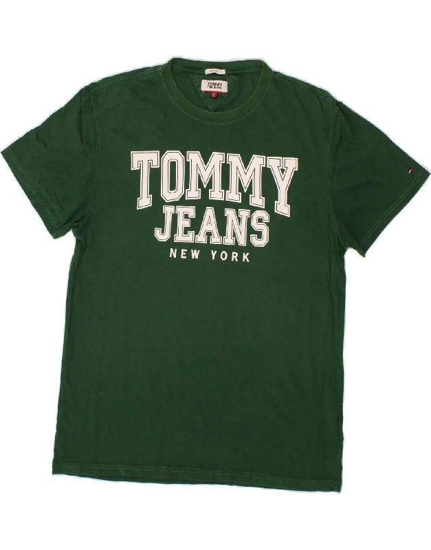 TOMMY HILFIGER Mens Regular Fit Graphic T-Shirt Top Large Green Cotton-- Zippered Buttoned Snapped TOMMY HILFIGER Mens Regular Fit Graphic T-Shirt Top Large Green Cotton-- Zippered Buttoned Snapped