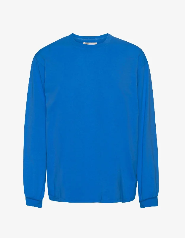 Oversized Organic LS T-shirt - Pacific Blue-- Polka Dot Checkered Tartan
