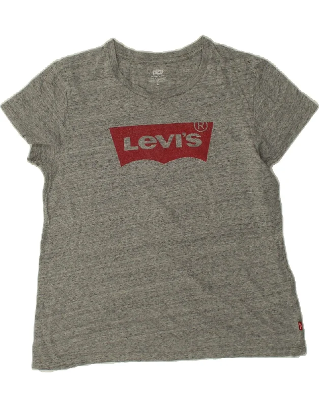 LEVI'S Womens Graphic T-Shirt Top UK 14 Medium Grey Flecked Cotton-- Elegant Classic Vintage LEVI'S Womens Graphic T-Shirt Top UK 14 Medium Grey Flecked Cotton-- Elegant Classic Vintage