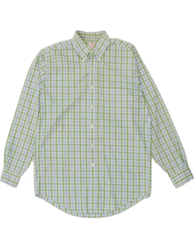 BROOKS BROTHERS Mens Shirt Medium Green Check-- Chenille Blend Fleece Blend Nylon Blend BROOKS BROTHERS Mens Shirt Medium Green Check-- Chenille Blend Fleece Blend Nylon Blend