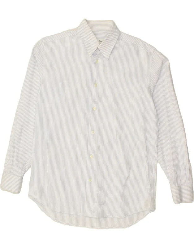 CALVIN KLEIN Mens Shirt Size 15 1/2 40 Medium Blue Striped Cotton-- Hooded Caped Shawl Collar CALVIN KLEIN Mens Shirt Size 15 1/2 40 Medium Blue Striped Cotton-- Hooded Caped Shawl Collar