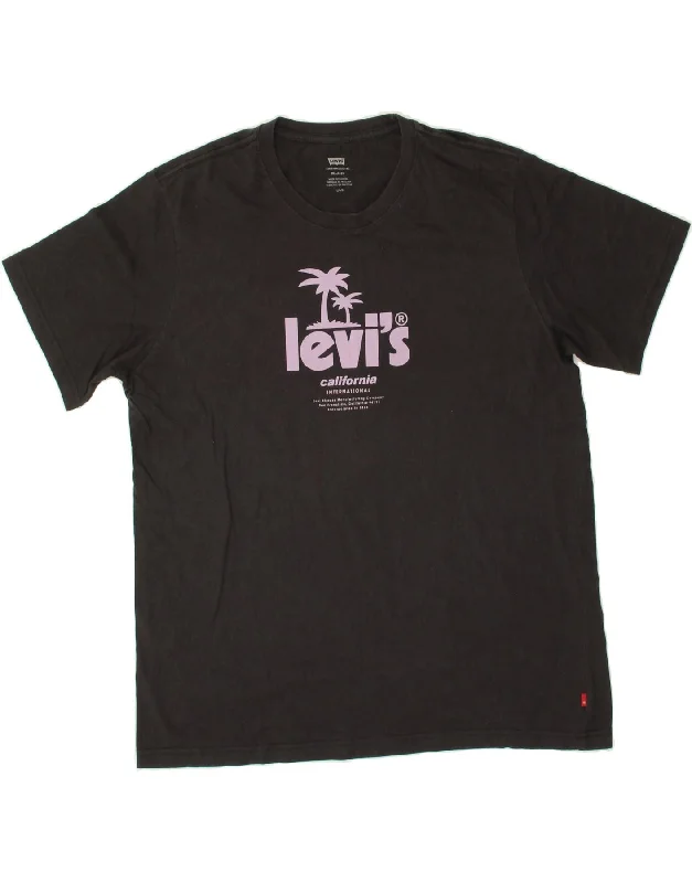 LEVI'S Mens Relaxed Fit Graphic T-Shirt Top Large Grey Cotton-- Hooded Caped Shawl Collar LEVI'S Mens Relaxed Fit Graphic T-Shirt Top Large Grey Cotton-- Hooded Caped Shawl Collar