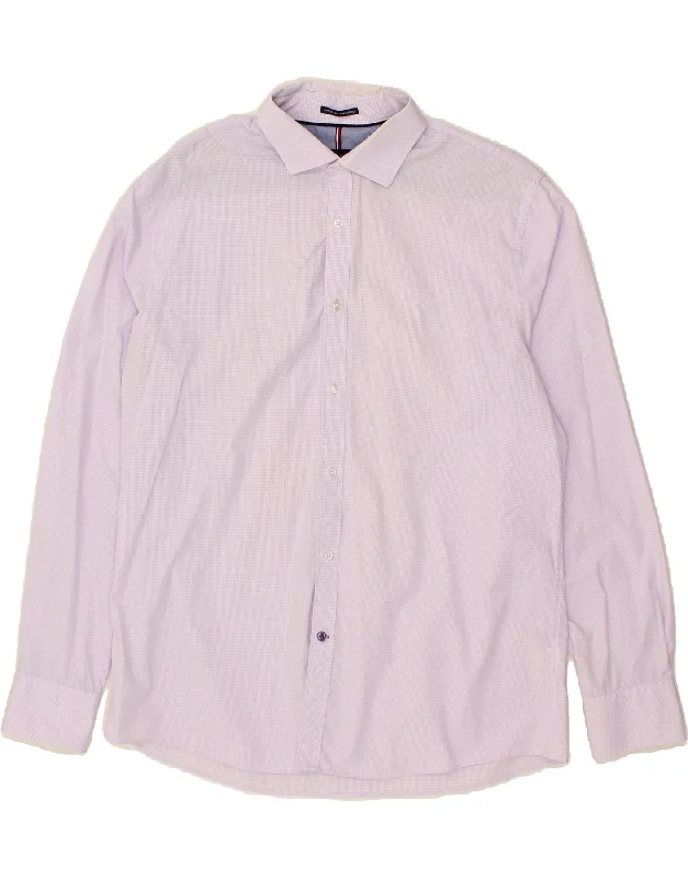 TOMMY HILFIGER Mens Wrinkle Free Shirt Size 17 XL Purple Gingham Cotton-- Anti-Pilling Machine Wash Handmade TOMMY HILFIGER Mens Wrinkle Free Shirt Size 17 XL Purple Gingham Cotton-- Anti-Pilling Machine Wash Handmade