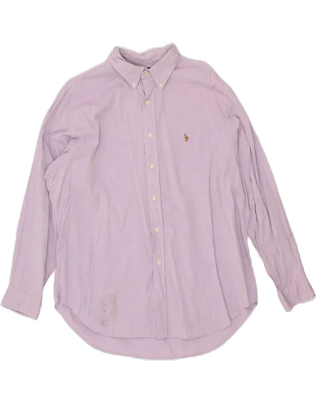 RALPH LAUREN Mens Classic Fit Shirt Size 17 1/2 XL Purple Cotton-- Polka Dot Checkered Tartan RALPH LAUREN Mens Classic Fit Shirt Size 17 1/2 XL Purple Cotton-- Polka Dot Checkered Tartan