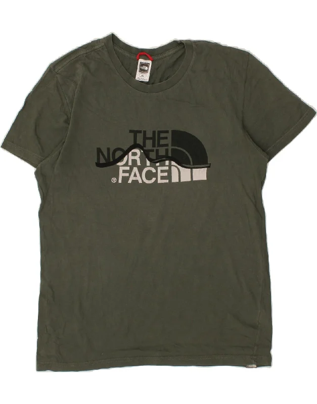 THE NORTH FACE Mens Graphic T-Shirt Top Medium Grey Cotton-- Ribbed Striped Patterned THE NORTH FACE Mens Graphic T-Shirt Top Medium Grey Cotton-- Ribbed Striped Patterned