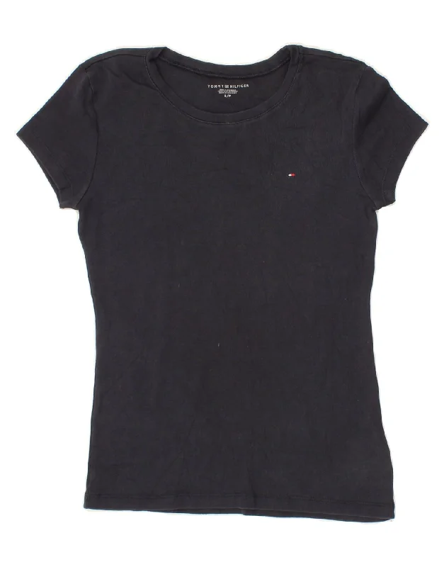 TOMMY HILFIGER Womens T-Shirt Top UK 10 Small Navy Blue Cotton-- Spandex Blend Rayon Blend Denim Blend TOMMY HILFIGER Womens T-Shirt Top UK 10 Small Navy Blue Cotton-- Spandex Blend Rayon Blend Denim Blend