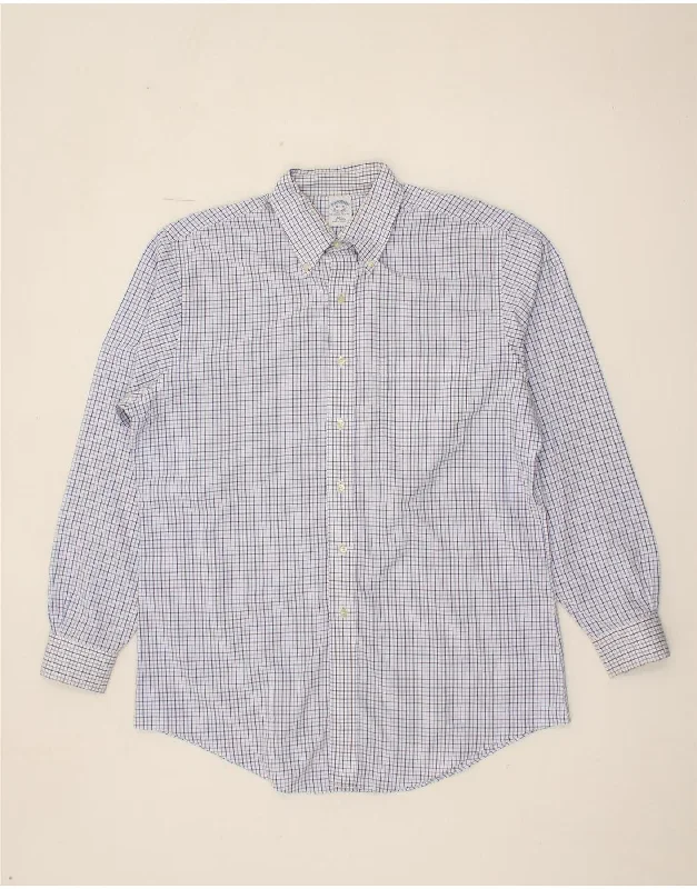 BROOKS BROTHERS Mens Slim Fit Shirt Size 161/2 Large Blue Check Cotton-- Cotton Fabric Linen Fabric Terry Fabric BROOKS BROTHERS Mens Slim Fit Shirt Size 161/2 Large Blue Check Cotton-- Cotton Fabric Linen Fabric Terry Fabric