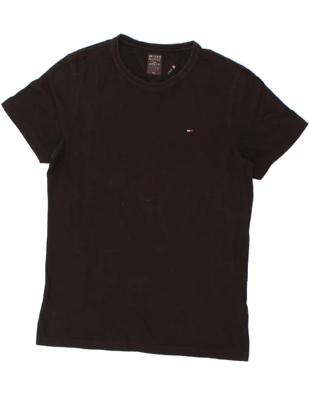 TOMMY HILFIGER Mens T-Shirt Top Medium Black Cotton-- Sequined Glittery Shiny