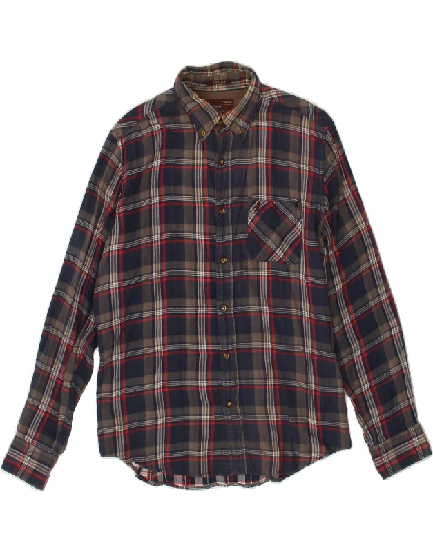 MARLBORO CLASSICS Mens Regular Fit Shirt Medium Navy Blue Check-- Chenille Brocade Lace MARLBORO CLASSICS Mens Regular Fit Shirt Medium Navy Blue Check-- Chenille Brocade Lace