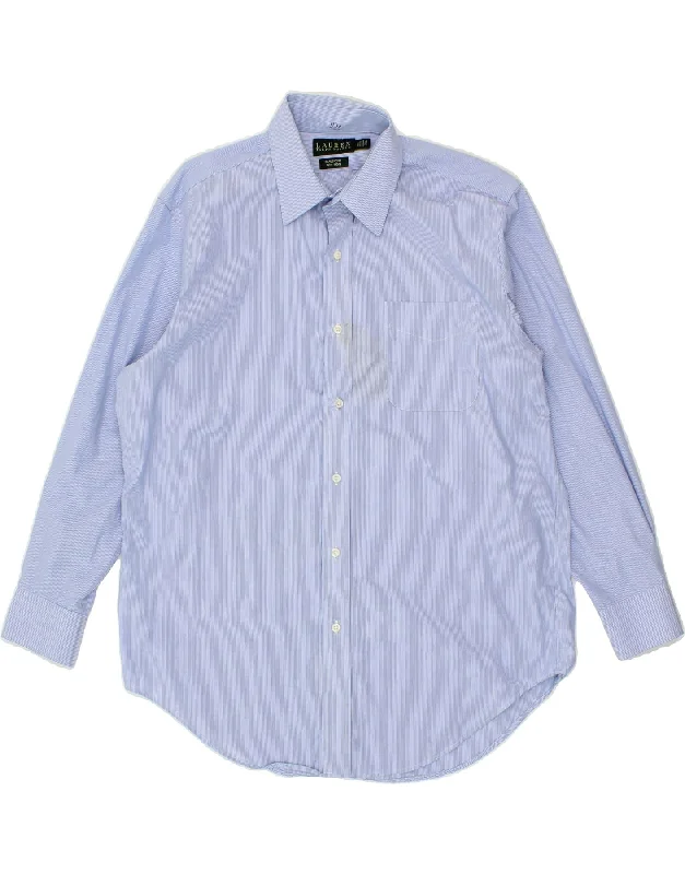 RALPH LAUREN Mens Classic Fit Shirt Size 16 1/2 Large Blue Pinstripe-- Satin Fabric Silk Fabric Chiffon Fabric RALPH LAUREN Mens Classic Fit Shirt Size 16 1/2 Large Blue Pinstripe-- Satin Fabric Silk Fabric Chiffon Fabric