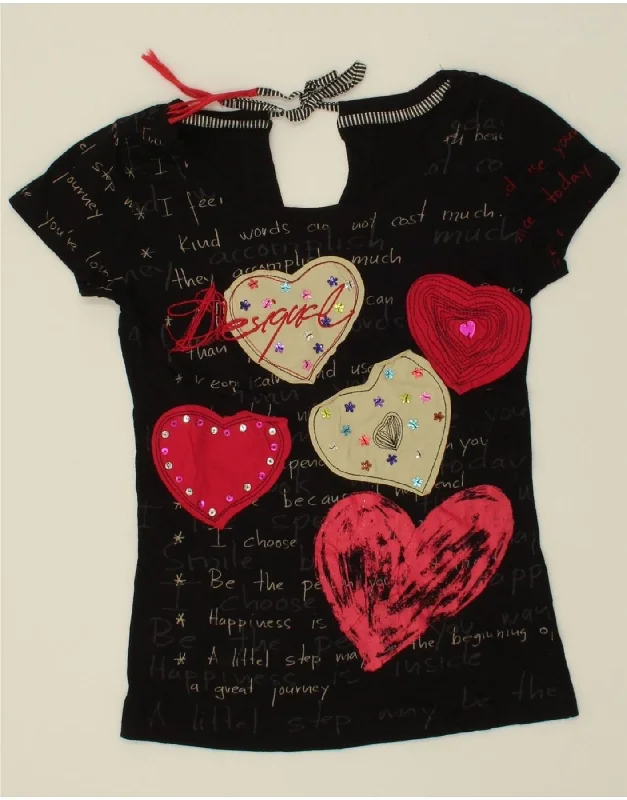 DESIGUAL Womens Oversized Graphic T-Shirt Top UK 6 XS Black Cotton Heart-- Anti-Pilling Machine Wash Handmade DESIGUAL Womens Oversized Graphic T-Shirt Top UK 6 XS Black Cotton Heart-- Anti-Pilling Machine Wash Handmade