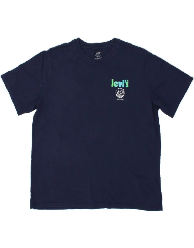 LEVI'S Mens California Relaxed Fit Graphic T-Shirt Top Large Navy Blue-- Mesh Fabric Canvas Fabric Denim Fabric LEVI'S Mens California Relaxed Fit Graphic T-Shirt Top Large Navy Blue-- Mesh Fabric Canvas Fabric Denim Fabric