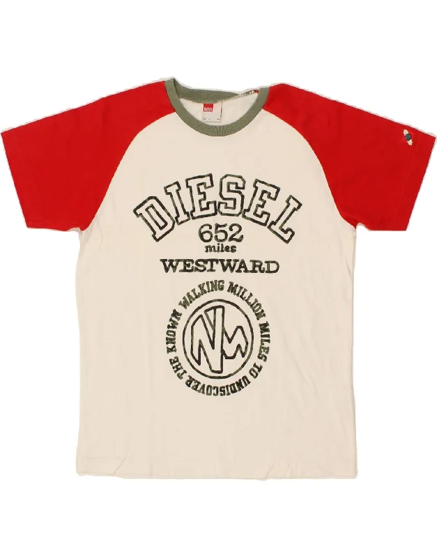 DIESEL Womens Graphic T-Shirt Top UK 14 Large White Colourblock Cotton-- Beaded Sequined Faux Fur DIESEL Womens Graphic T-Shirt Top UK 14 Large White Colourblock Cotton-- Beaded Sequined Faux Fur