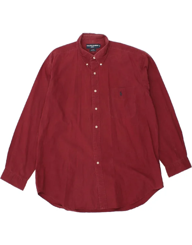 RALPH LAUREN Mens Golf Shirt XL Burgundy Cotton-- Front Pockets Side Pockets Patch Pockets RALPH LAUREN Mens Golf Shirt XL Burgundy Cotton-- Front Pockets Side Pockets Patch Pockets