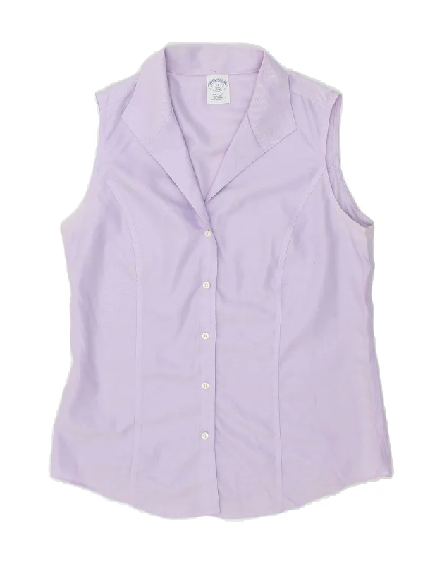BROOKS BROTHERS Womens Sleeveless Shirt US 10 Large Purple-- Polka Dot Checkered Tartan BROOKS BROTHERS Womens Sleeveless Shirt US 10 Large Purple-- Polka Dot Checkered Tartan