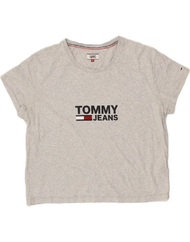 TOMMY HILFIGER Womens Loose Fit Crop Graphic T-Shirt Top UK 14 Medium Grey-- Oversized T-Shirt Spandex breathable TOMMY HILFIGER Womens Loose Fit Crop Graphic T-Shirt Top UK 14 Medium Grey-- Oversized T-Shirt Spandex breathable