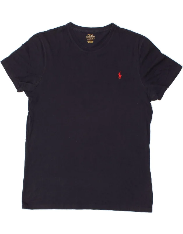 POLO RALPH LAUREN Mens Custom Slim Fit T-Shirt Top Large Navy Blue-- Zippered Buttoned Snapped POLO RALPH LAUREN Mens Custom Slim Fit T-Shirt Top Large Navy Blue-- Zippered Buttoned Snapped