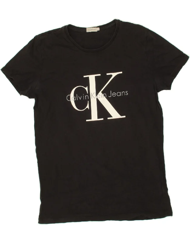 CALVIN KLEIN JEANS Mens Graphic T-Shirt Top Large Black Cotton-- Ribbed T-Shirt High Neck Heavyweight CALVIN KLEIN JEANS Mens Graphic T-Shirt Top Large Black Cotton-- Ribbed T-Shirt High Neck Heavyweight
