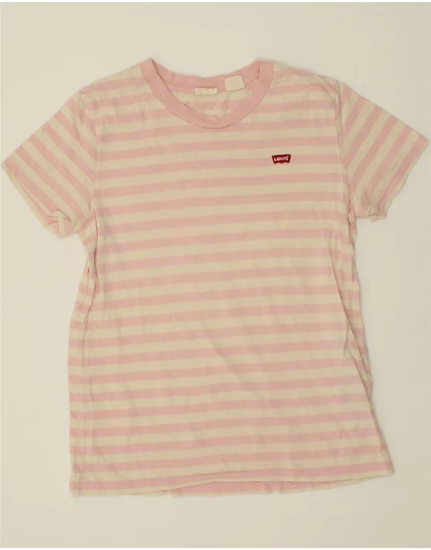 LEVI'S Womens T-Shirt Top UK 10 Small Pink Striped Cotton-- Plaid T-Shirt Polka Dot Checkered LEVI'S Womens T-Shirt Top UK 10 Small Pink Striped Cotton-- Plaid T-Shirt Polka Dot Checkered