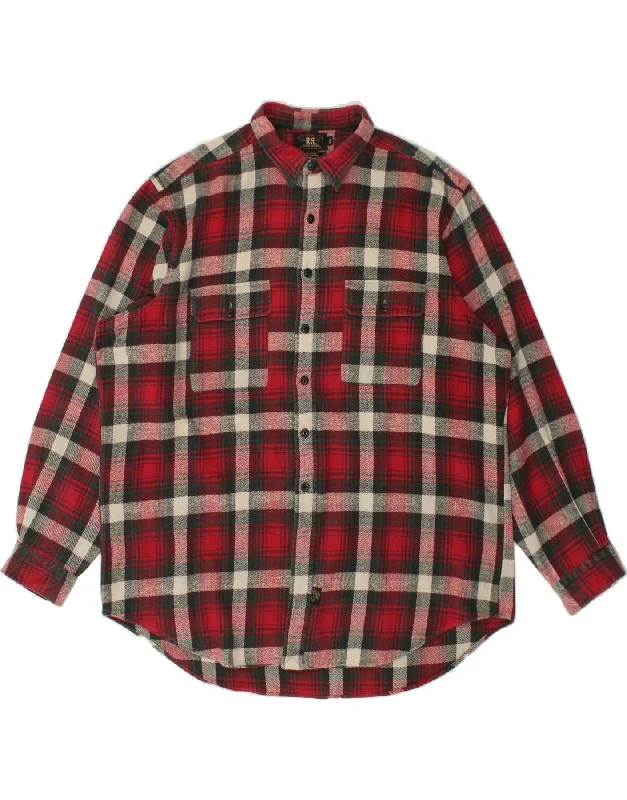 RALPH LAUREN Mens RRL Flannel Shirt 2XL Red Check Cotton-- Spandex Blend Rayon Blend Denim Blend RALPH LAUREN Mens RRL Flannel Shirt 2XL Red Check Cotton-- Spandex Blend Rayon Blend Denim Blend