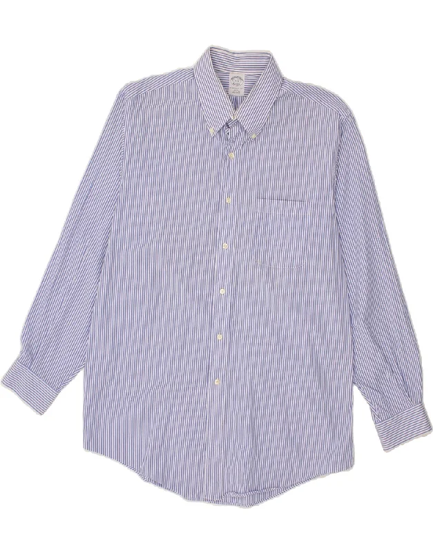 BROOKS BROTHERS Mens Slim Fit Shirt Size 17 36 XL Blue Pinstripe Cotton-- Striped Floral Plaid BROOKS BROTHERS Mens Slim Fit Shirt Size 17 36 XL Blue Pinstripe Cotton-- Striped Floral Plaid