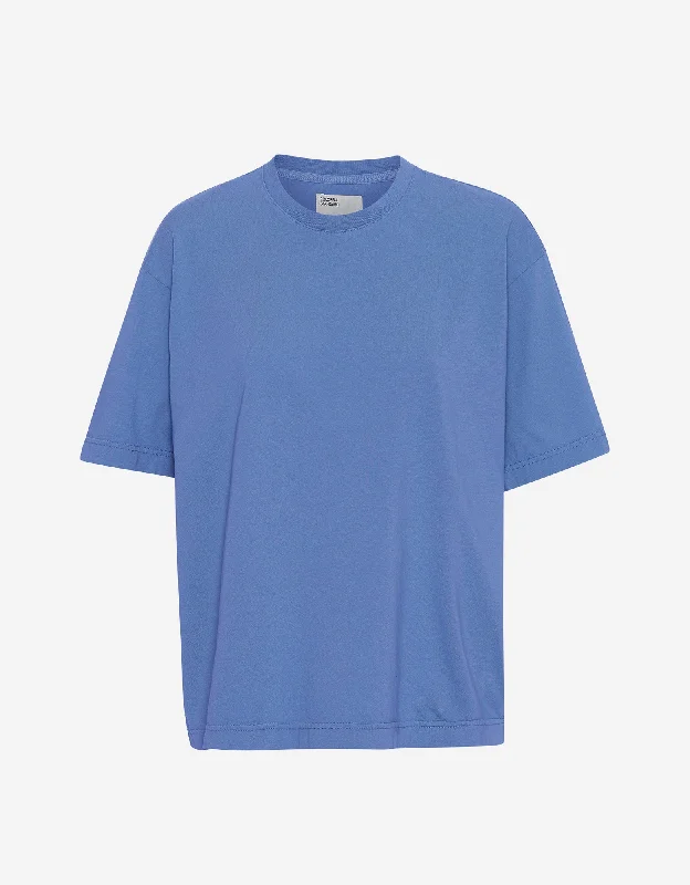 Oversized Organic T-Shirt - Sky Blue-- Fleece Fabric Down Fabric Feather Fabric