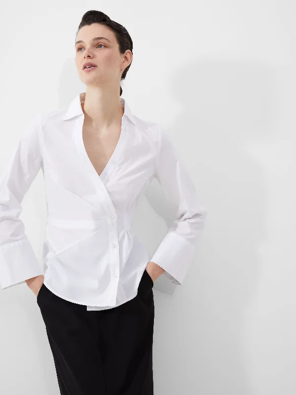 French Connection Isabelle Poplin Asymmetric Shirt-Linen White-72NZO-- Front Pockets Side Pockets Patch Pockets French Connection Isabelle Poplin Asymmetric Shirt-Linen White-72NZO-- Front Pockets Side Pockets Patch Pockets