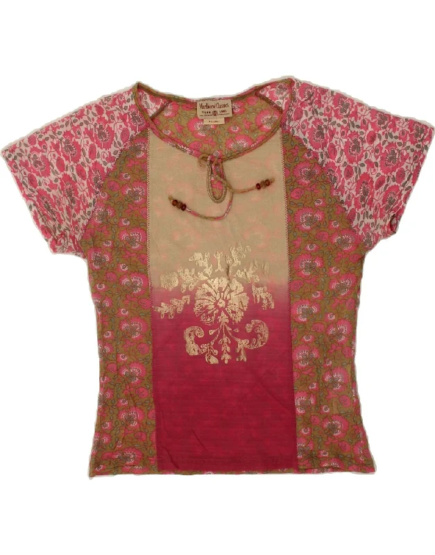 MARLBORO CLASSICS Womens Graphic T-Shirt Top UK 18 XL Multicoloured Floral-- Collared T-Shirt Boat Neck A-Line MARLBORO CLASSICS Womens Graphic T-Shirt Top UK 18 XL Multicoloured Floral-- Collared T-Shirt Boat Neck A-Line