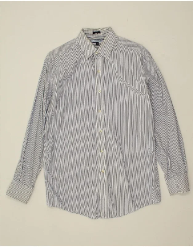 TOMMY HILFIGER Mens Shirt Size 15 Medium Blue Striped Cotton-- Cashmere Blend Cotton Blend Poly Blend TOMMY HILFIGER Mens Shirt Size 15 Medium Blue Striped Cotton-- Cashmere Blend Cotton Blend Poly Blend