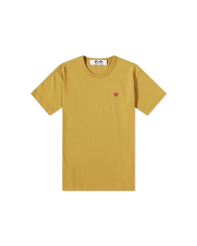 Mini Heart Logo T-shirt - Mustard / Red-- Zippered Front Buttoned Front Snap Front