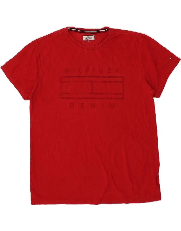 TOMMY HILFIGER Mens Graphic T-Shirt Top Medium Red Cotton-- Elasticated Padded Insulated TOMMY HILFIGER Mens Graphic T-Shirt Top Medium Red Cotton-- Elasticated Padded Insulated