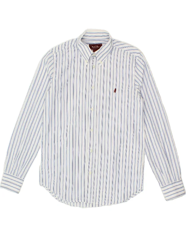 MARLBORO CLASSICS Mens Shirt Medium Blue Striped Cotton-- Faux Fur Fabric Real Fur Fabric Shearling Fabric MARLBORO CLASSICS Mens Shirt Medium Blue Striped Cotton-- Faux Fur Fabric Real Fur Fabric Shearling Fabric