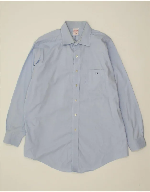 BROOKS BROTHERS Mens Traditional Fit Shirt Size 17 XL Blue Cotton-- Fleece Fabric Down Fabric Feather Fabric BROOKS BROTHERS Mens Traditional Fit Shirt Size 17 XL Blue Cotton-- Fleece Fabric Down Fabric Feather Fabric