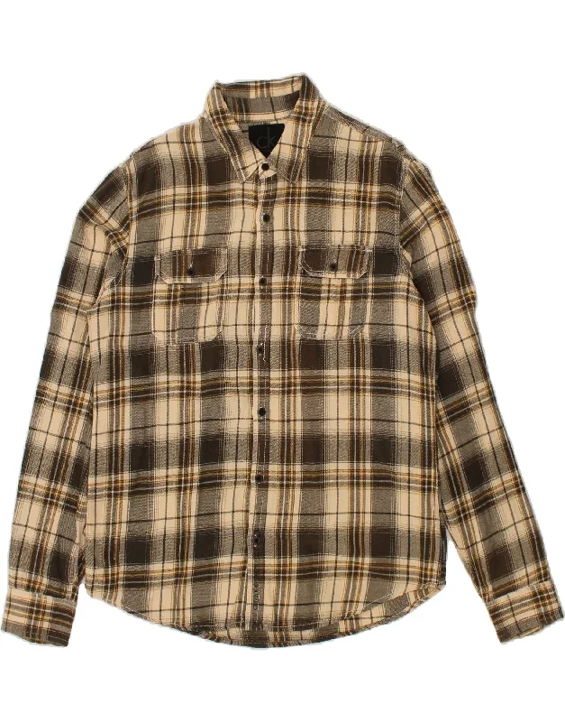 CALVIN KLEIN JEANS Mens Flannel Shirt 2XL Beige Check Cotton-- Spandex Blend Rayon Blend Denim Blend CALVIN KLEIN JEANS Mens Flannel Shirt 2XL Beige Check Cotton-- Spandex Blend Rayon Blend Denim Blend