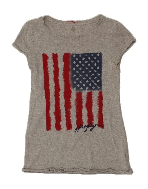 TOMMY HILFIGER Womens Graphic T-Shirt Top UK 12 Medium Grey Cotton-- Graphic T-Shirt Round Neck Polyester TOMMY HILFIGER Womens Graphic T-Shirt Top UK 12 Medium Grey Cotton-- Graphic T-Shirt Round Neck Polyester