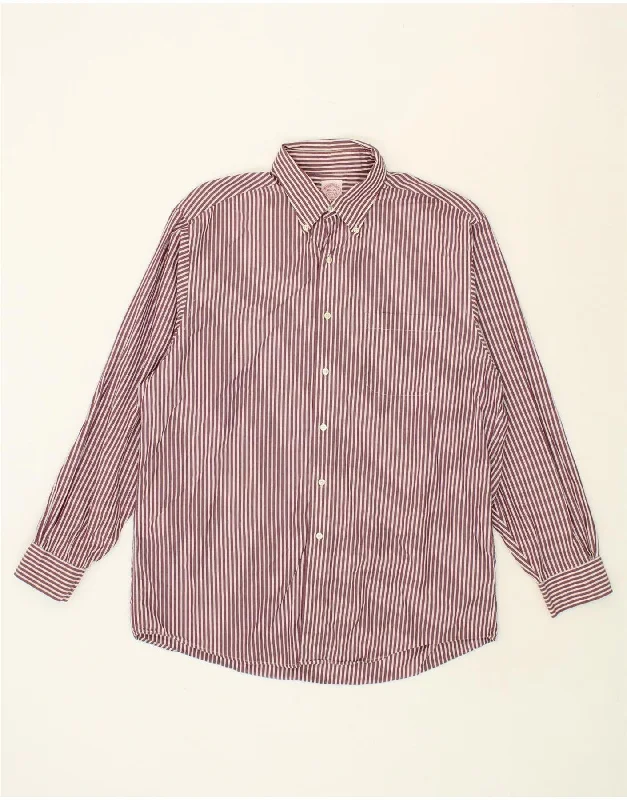 BROOKS BROTHERS Mens Shirt Size 16 1/2 Large Red Striped Cotton-- Seamless Knitted Crochet BROOKS BROTHERS Mens Shirt Size 16 1/2 Large Red Striped Cotton-- Seamless Knitted Crochet
