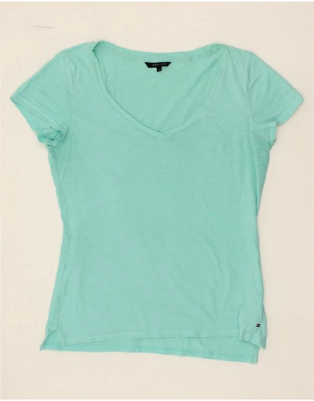 TOMMY HILFIGER Womens Oversized T-Shirt Top UK 10 Small Turquoise Cotton-- Welt Pockets Slit Pockets Flap Pockets TOMMY HILFIGER Womens Oversized T-Shirt Top UK 10 Small Turquoise Cotton-- Welt Pockets Slit Pockets Flap Pockets